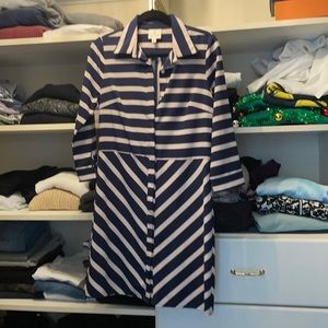 Julie Brown Dress Navy and Beige - Size 6